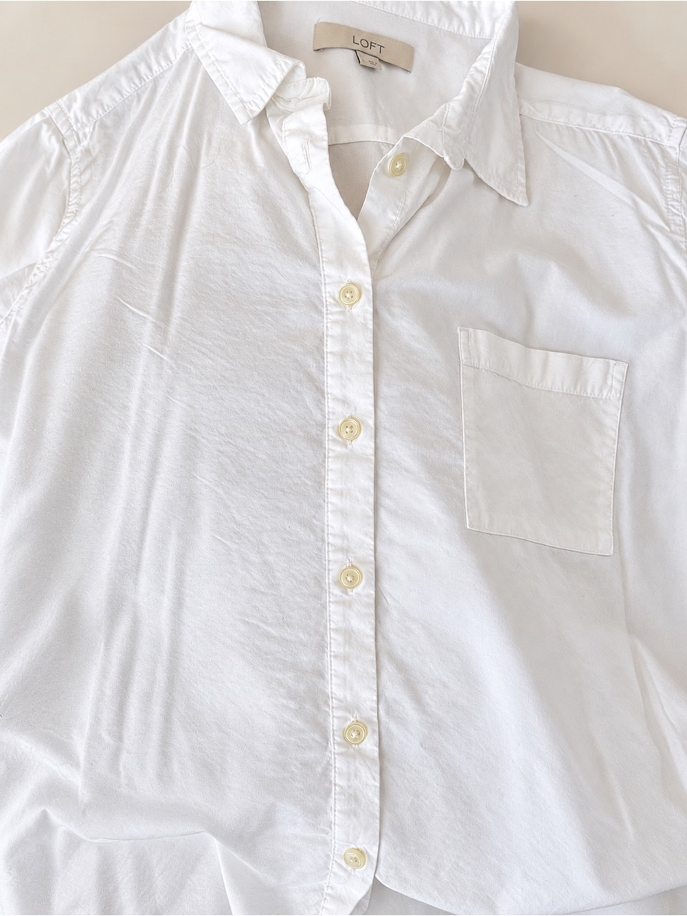 LOFT White Button-Front Shirt - Size L - Never Worn
